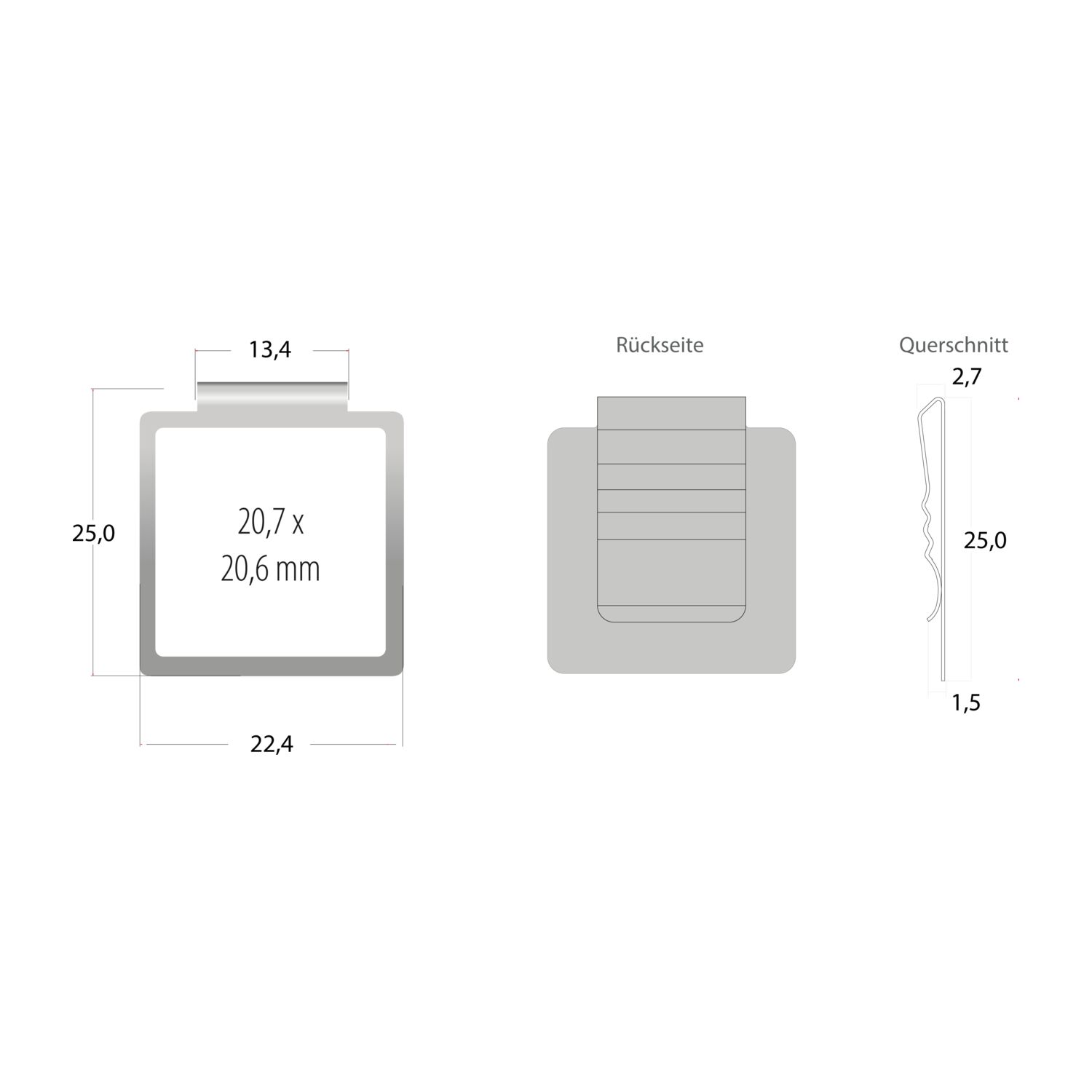 ROMINOX® Mehrweg-Büroklammer Shape Clip Variante G, idealer Mailingartikel für Dokumente, bis zu 18 Seiten Klemmkraft