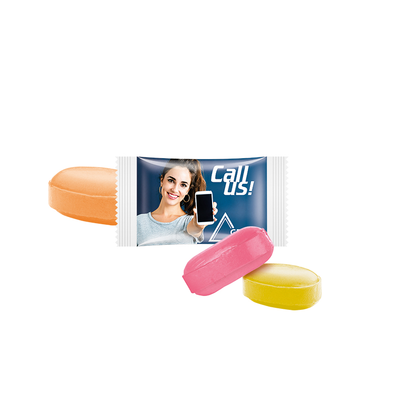 Fruchtmix Bonbon im weißen Flowpack Fruchtmix Bonbon im weißen Flowpack