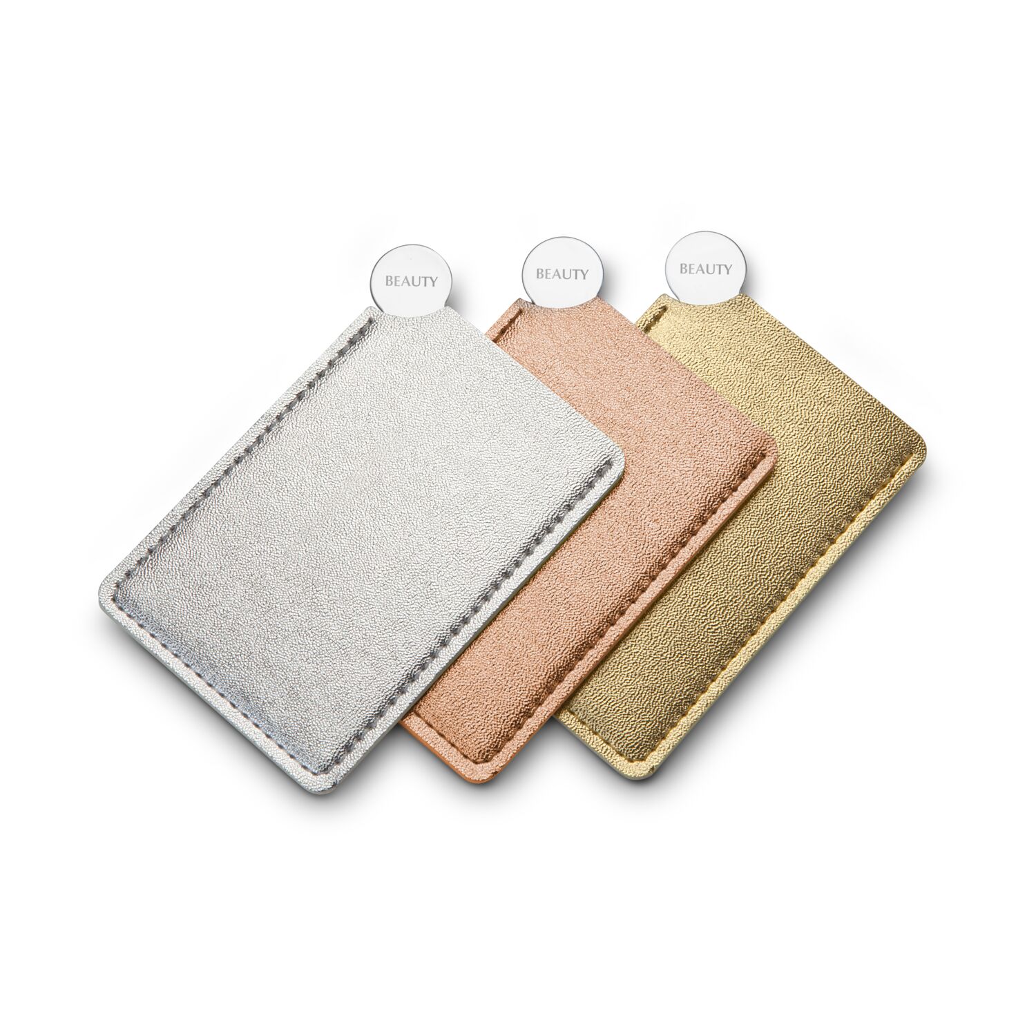 Taschenspiegel aus Edelstahl, im Etui (Lederoptik)