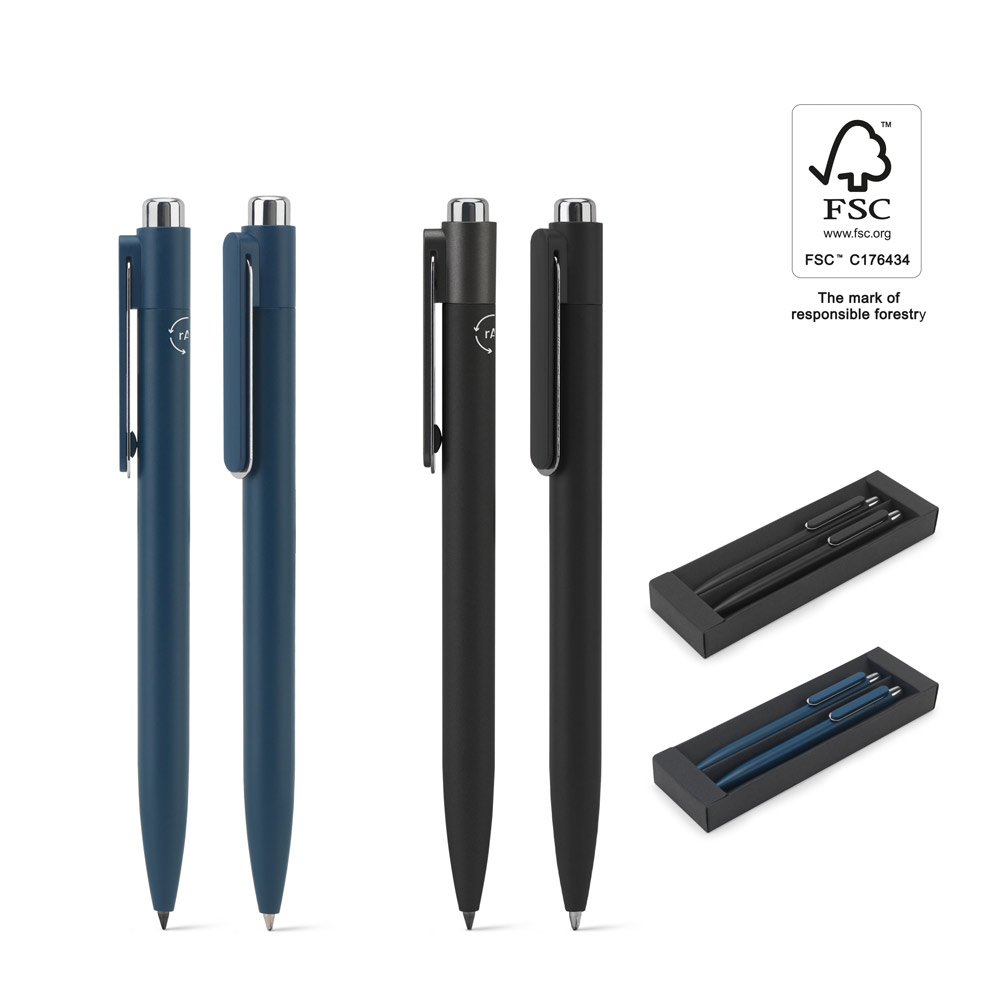 KYLIE SET Set bestehend aus einem Kugelschreiber und einem Stift ohne Tinte, beide aus Aluminium (94% recycelt)