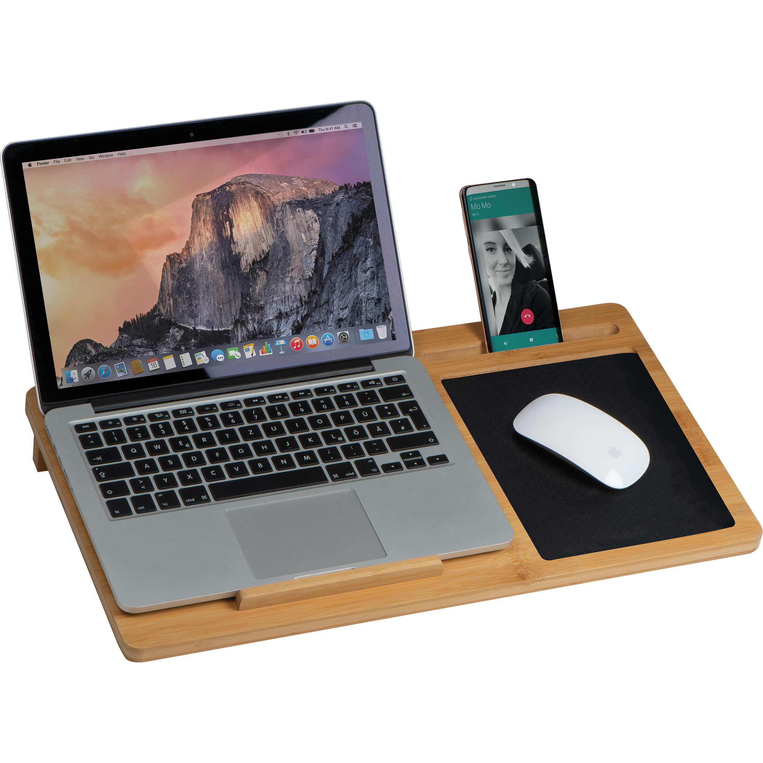 Laptopunterlage mit Mousepad und Handyhalter Laptopunterlage mit Mousepad und Handyhalter