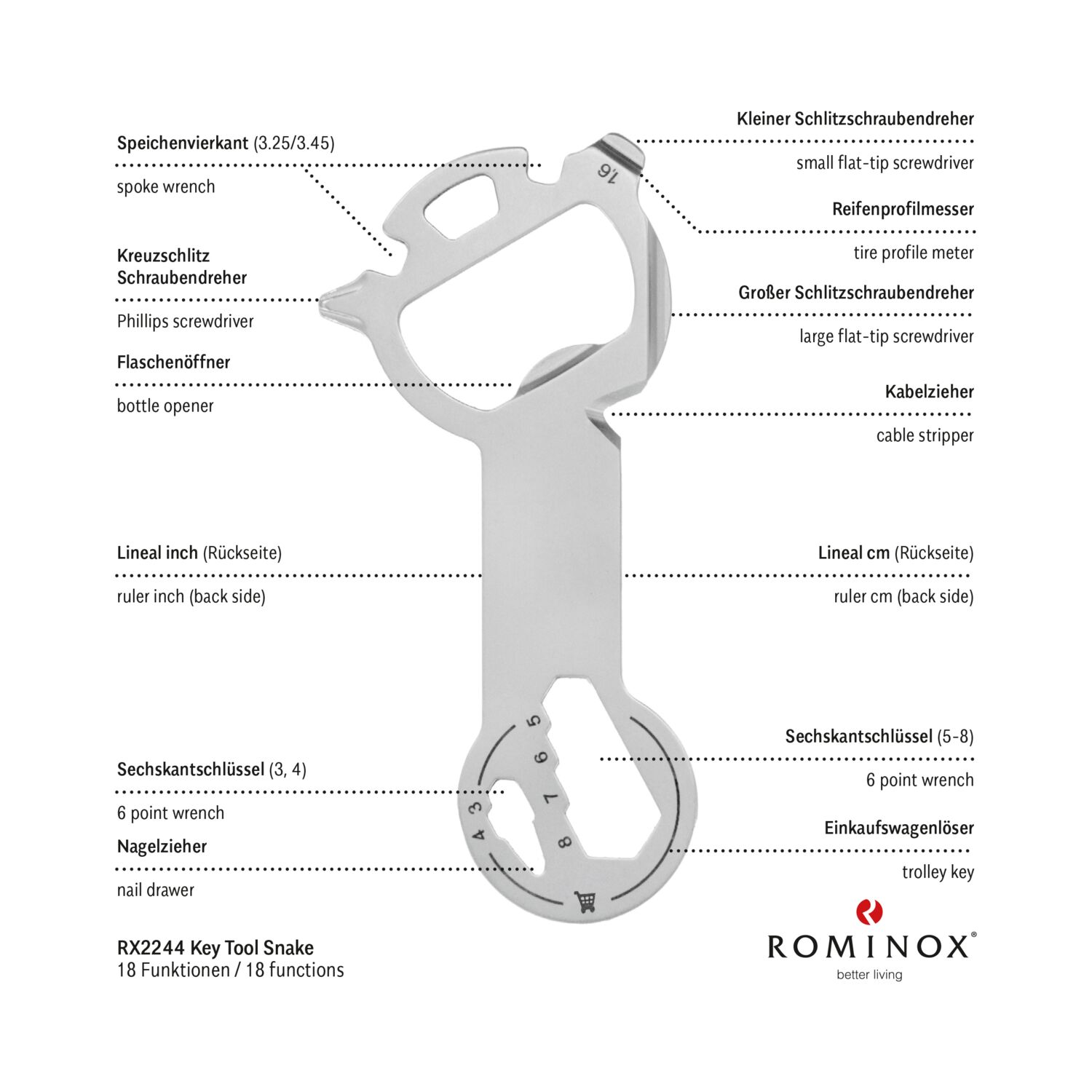 Geschenkartikel: ROMINOX® Key Tool Snake (19 Funktionen) im Motiv-Mäppchen Frohe Weihnachten