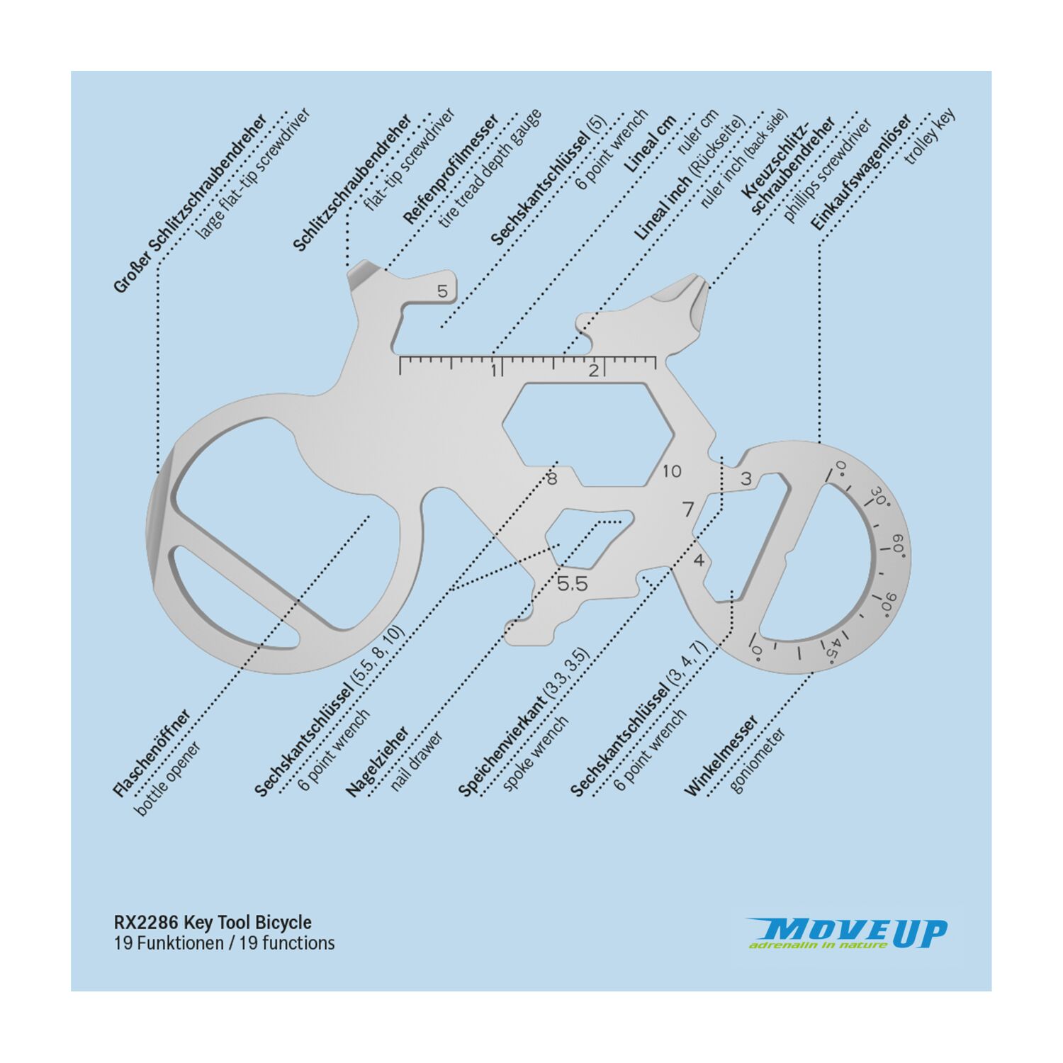 Geschenkartikel: ROMINOX® Key Tool Bicycle / Fahrrad (19 Funktionen) im Motiv-Mäppchen Frohe Weihnachten
