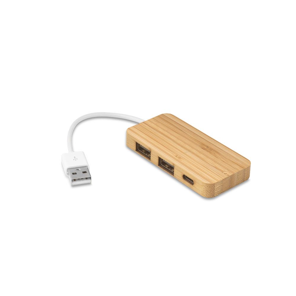 MOSER HUB mit 2 USB-A und 1 USB-C Anschluss aus Bambus