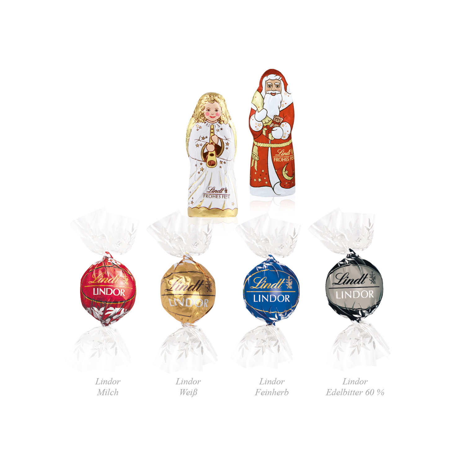 Adventskalender Lindt Lindor mit Santa & Engel, Inlay aus Papier