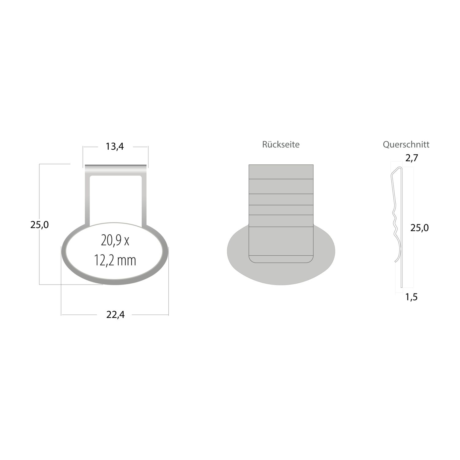 ROMINOX® Mehrweg-Büroklammer Shape Clip Variante C, idealer Mailingartikel für Dokumente, bis zu 18 Seiten Klemmkraft