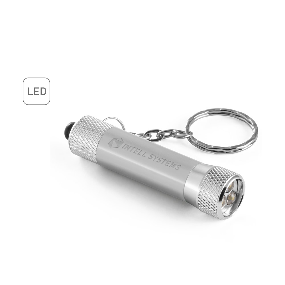 RE-LERGAN Schlüsselanhänger aus Aluminium (92% recycelt) mit 3-Licht-LED-Taschenlampe