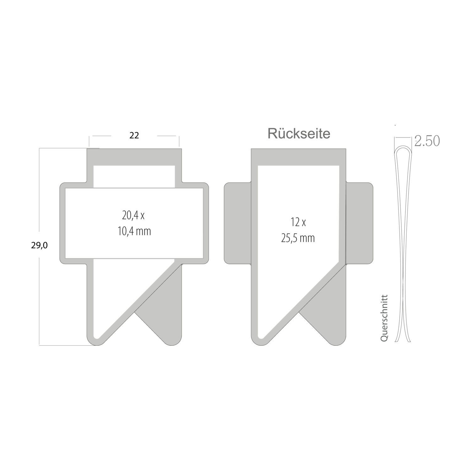 ROMINOX® Mehrweg-Büroklammer X Clip Variante C, idealer Mailingartikel für Dokumente, bis zu 12 Seiten Klemmkraft