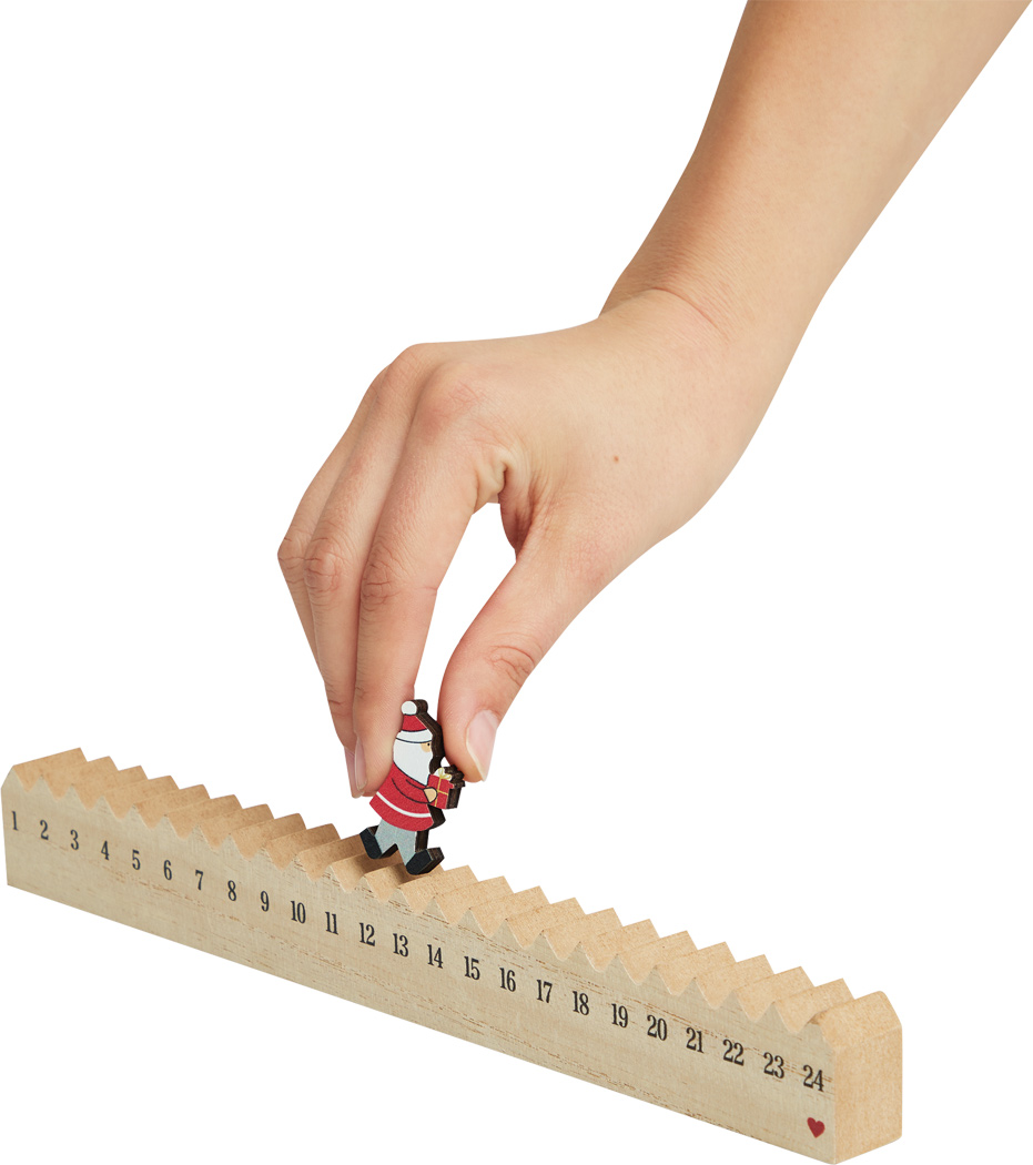 Holz-Kalender WALKING SANTA