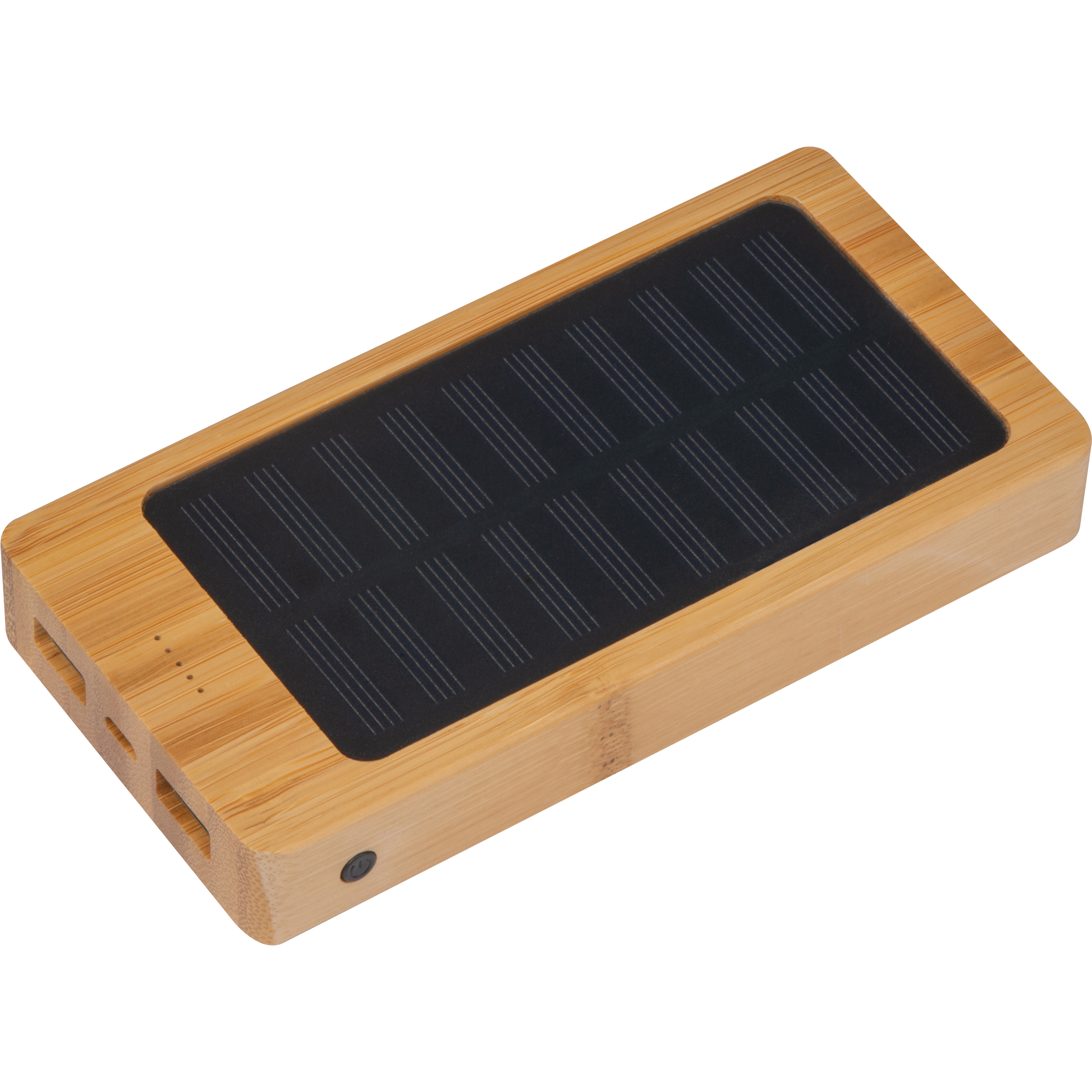 Solar Powerbank aus Bambus mit 8.000 mAh Solar Powerbank aus Bambus mit 8.000 mAh