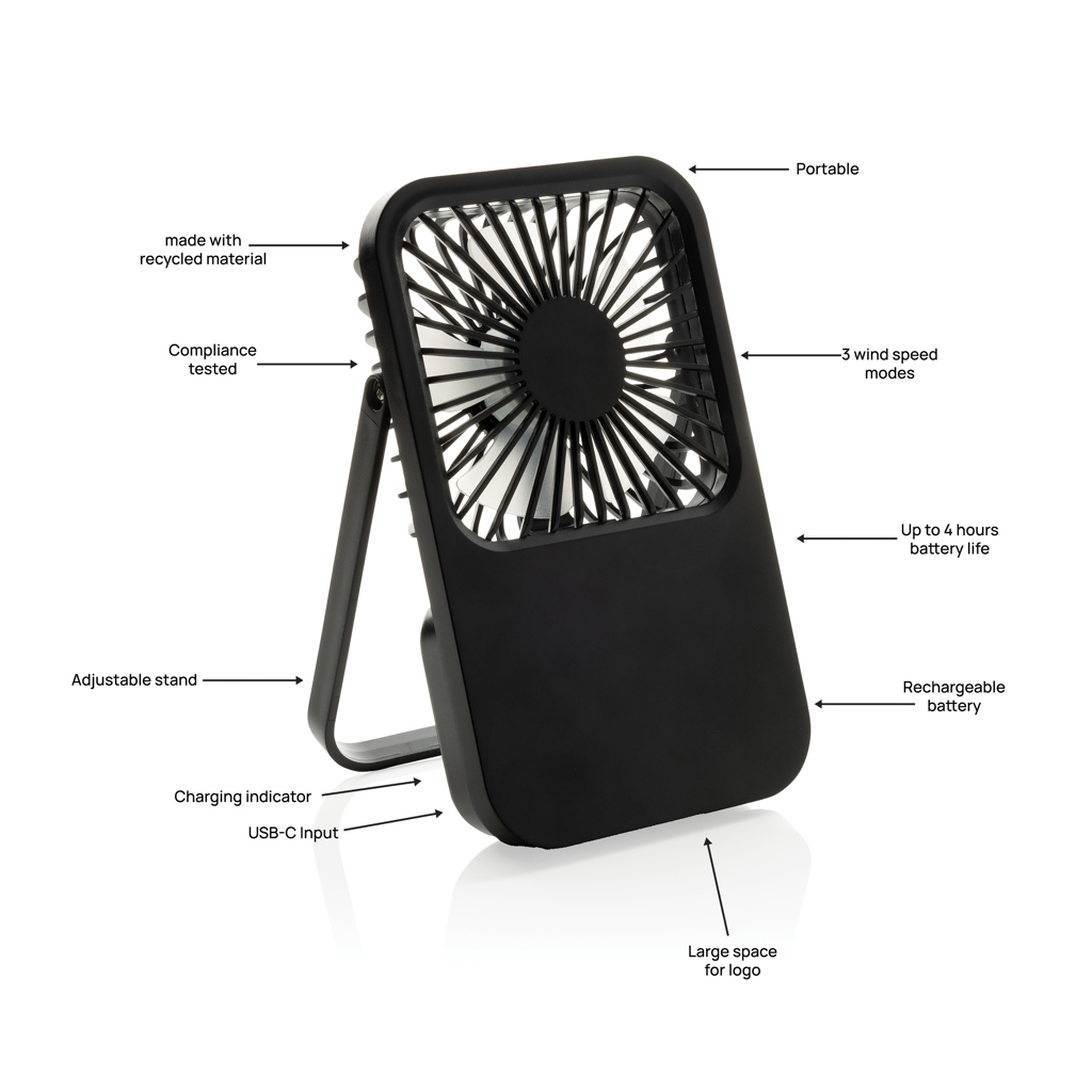 Aervina wiederaufladbarer Tischventilator aus RCS rec. ABS