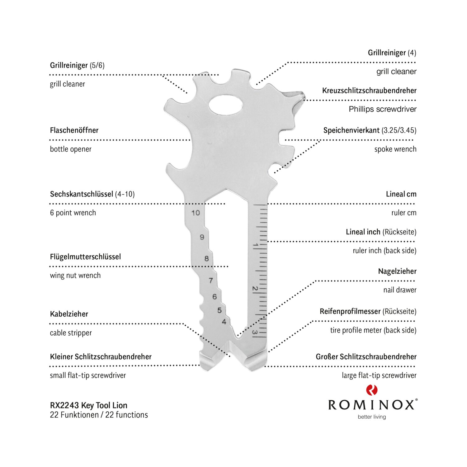 ROMINOX® Key Tool // Lion - 22 Funktionen