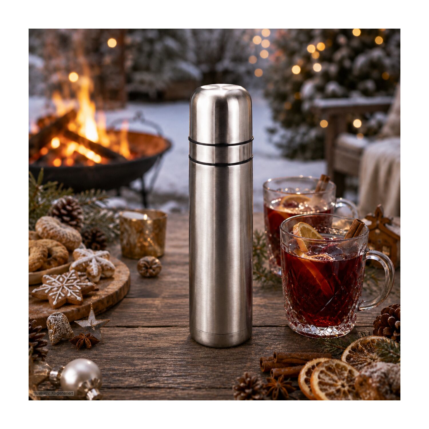 ROMINOX® Isolierkanne // Cup in Cup - mit 2 Deckeln - Silber