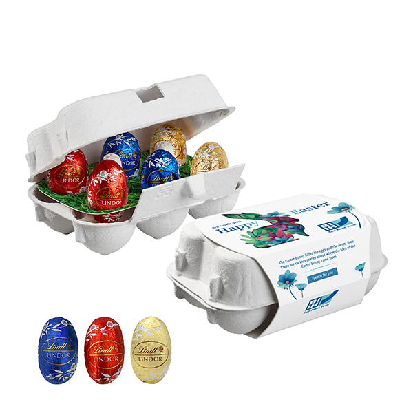 6er Ostereier-Karton mit Lindt Lindor Mini-Eiern 6er Ostereier-Karton mit Lindt Lindor Mini-Eiern