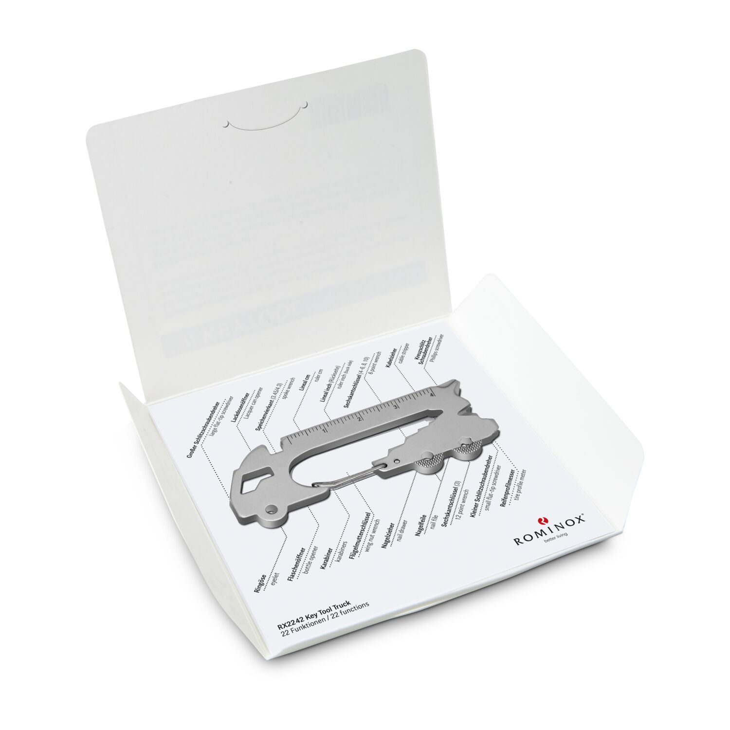 Geschenkartikel: ROMINOX® Key Tool Truck / LKW (22 Funktionen) im Motiv-Mäppchen Frohe Weihnachten