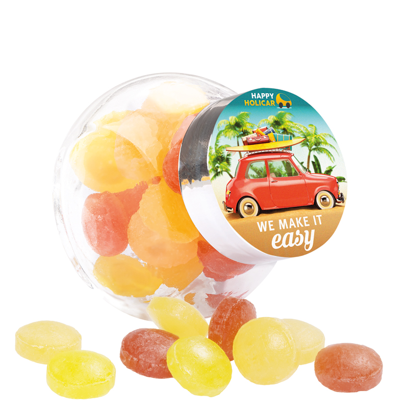Bonbonglas Mini, Papier-Etikett, Mini Bonbons Japanische Minze