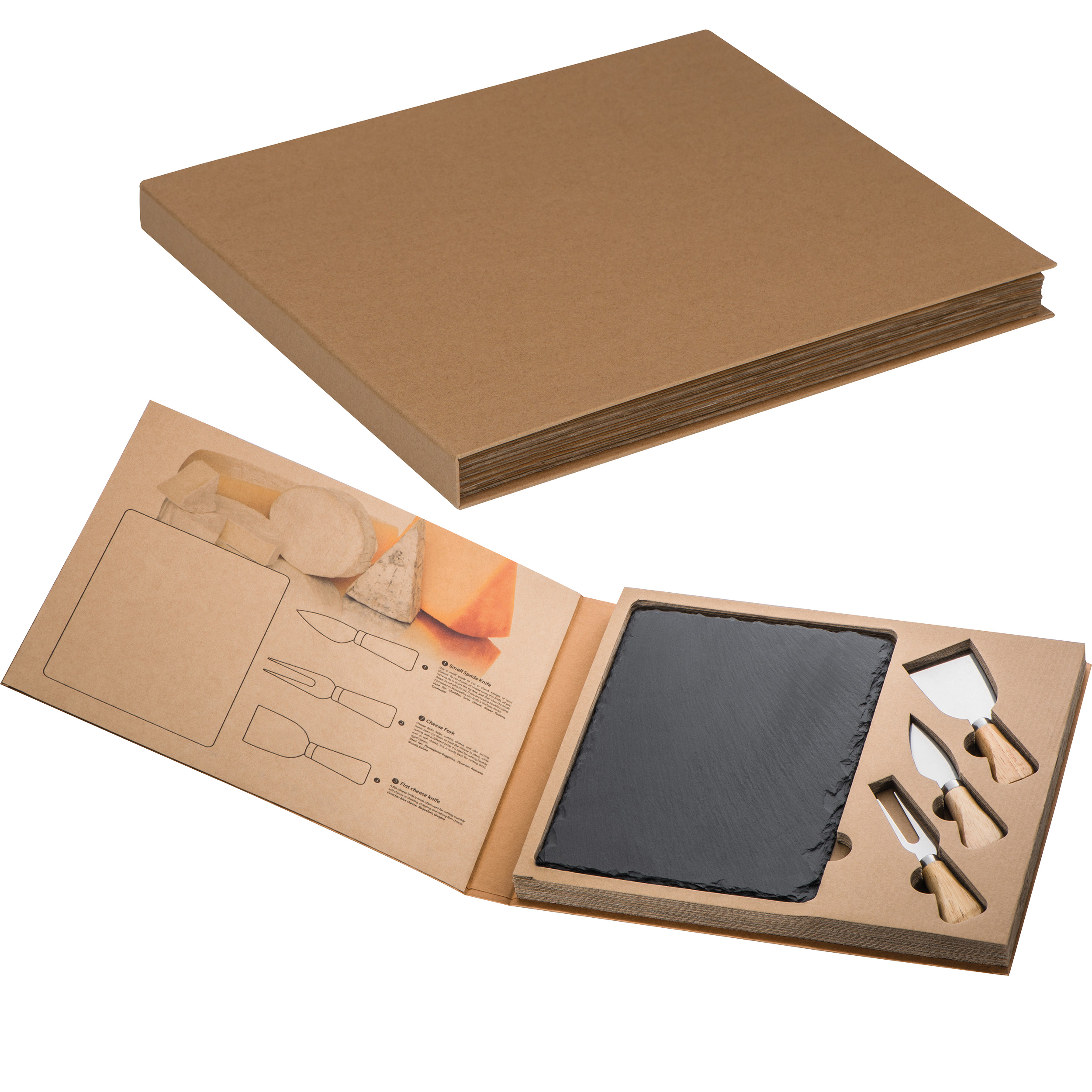 Set aus Schieferplatte und Käsebesteck Set aus Schieferplatte und Käsebesteck