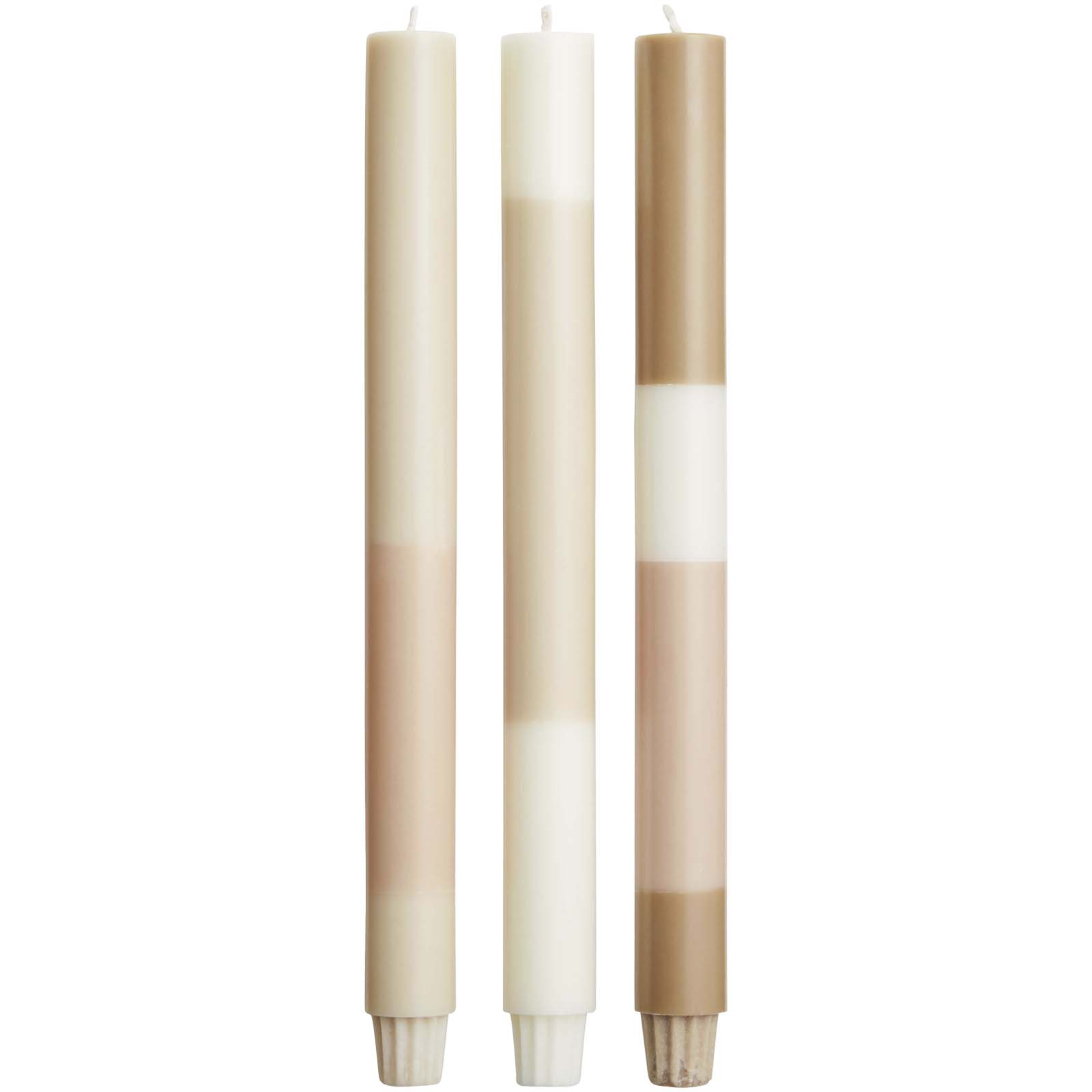 Originalhome Kerzen im Streifendesign – 3er-Set