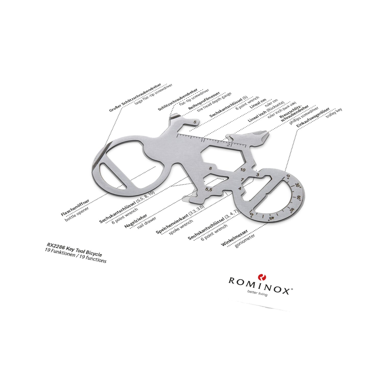 Geschenkartikel: ROMINOX® Key Tool Bicycle / Fahrrad (19 Funktionen) im Motiv-Mäppchen Frohe Weihnachten