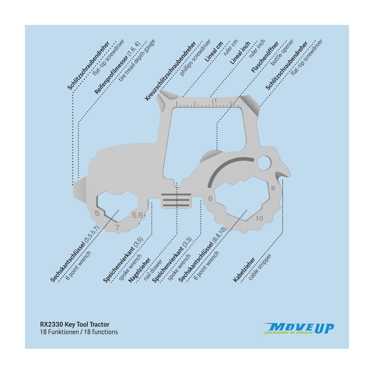 Geschenkartikel: ROMINOX® Key Tool Tractor / Traktor (18 Funktionen) im Motiv-Mäppchen Frohe Weihnachten
