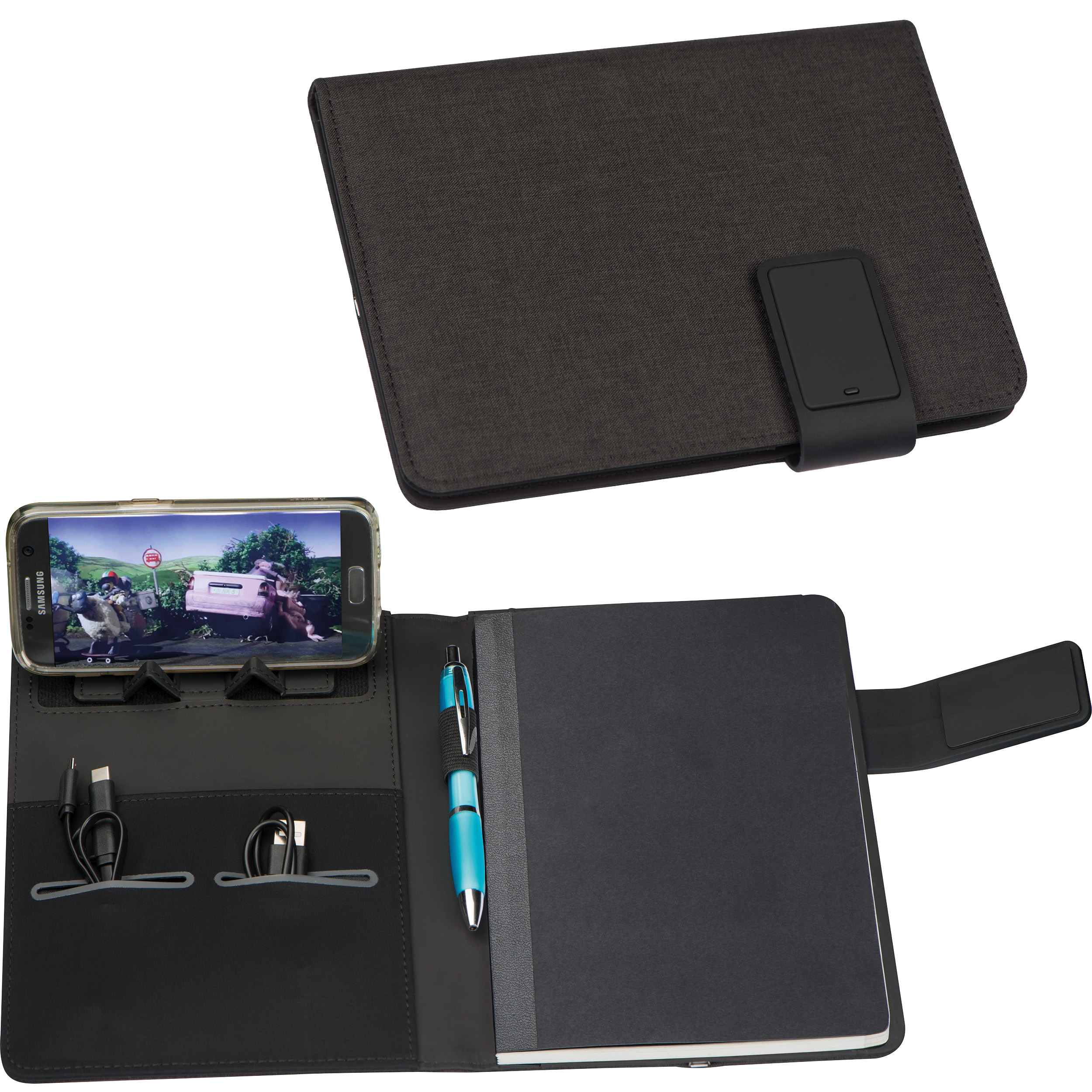 A5 Schreibmappe mit integrierter Powerbank (4.000 mAh) und LED A5 Schreibmappe mit integrierter Powerbank (4.000 mAh) und LED