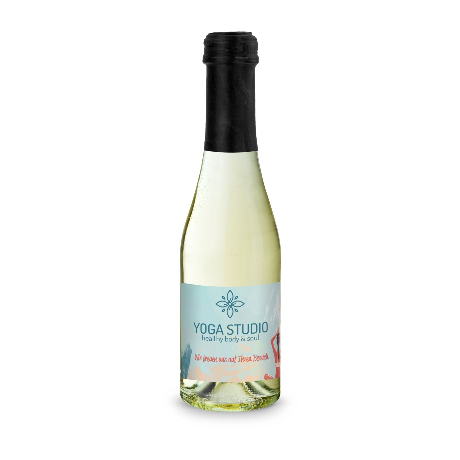Promo Secco Piccolo - Flasche klar - Kapselfarbe Schwarz, 0,2 l