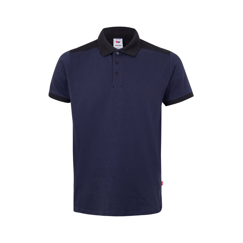 VL VELES Zweifarbiges Stretch-Piqué-Poloshirt (200 g / m²) mit kurzen Ärmeln, aus Polyester (96 %) und Elastan (4 %)
