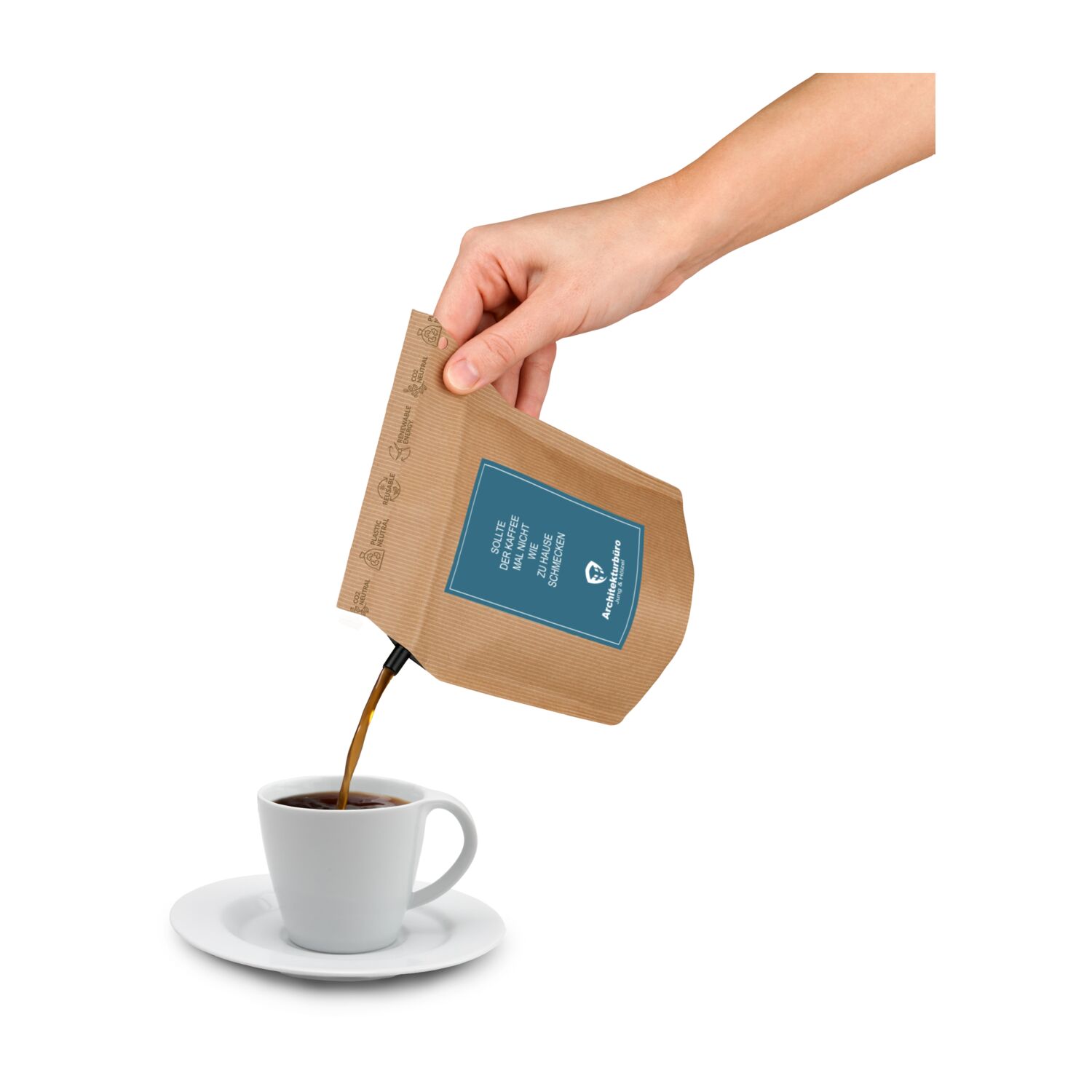 Geschenkartikel / Präsentartikel: Fußball Team Deutschland Wachmacher, wiederverwendbarer Brühbeutel mit Fairtrade Kaffee