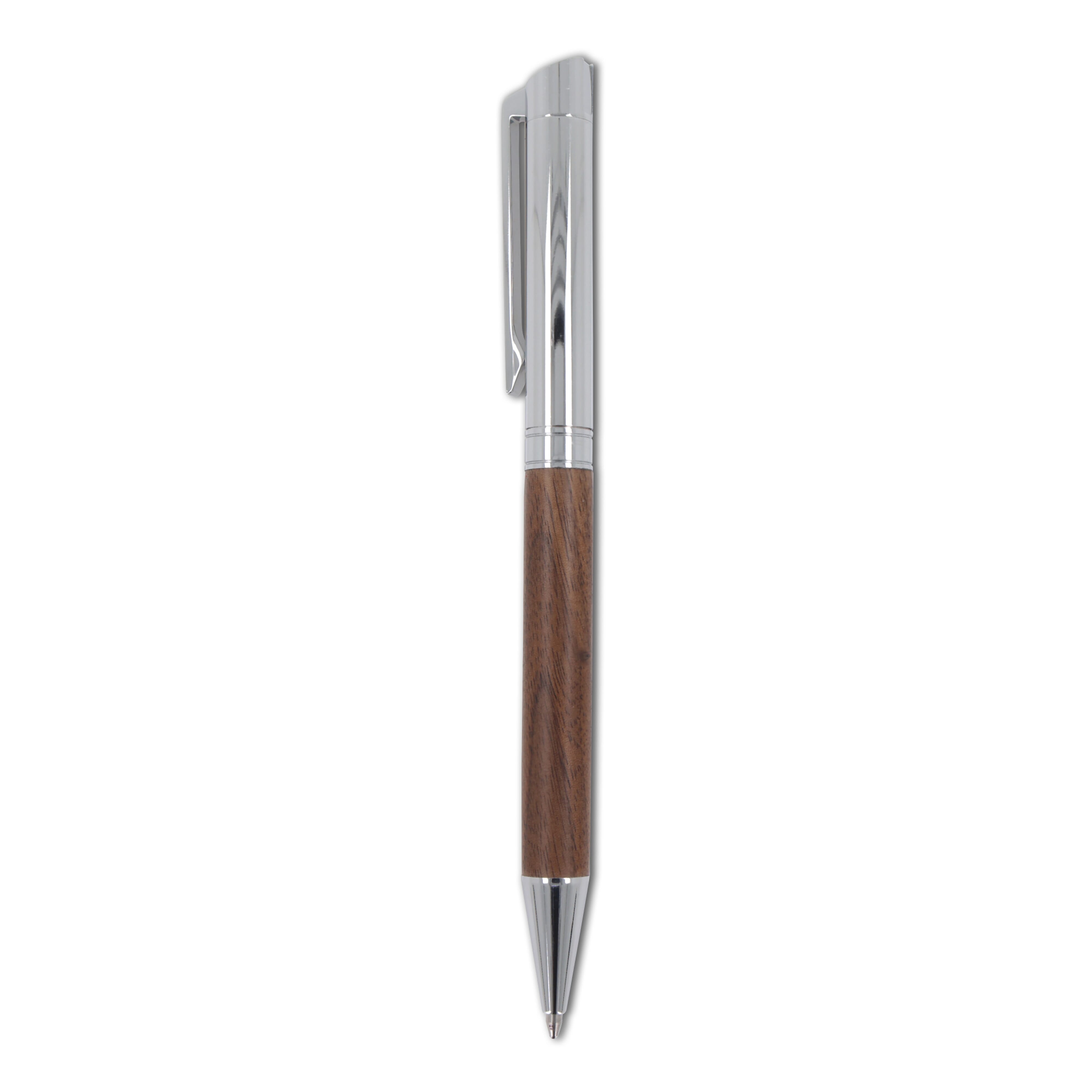 Set Kugelschreiber und Rollerball aus Metall Nussbaumholz in Geschenkbox