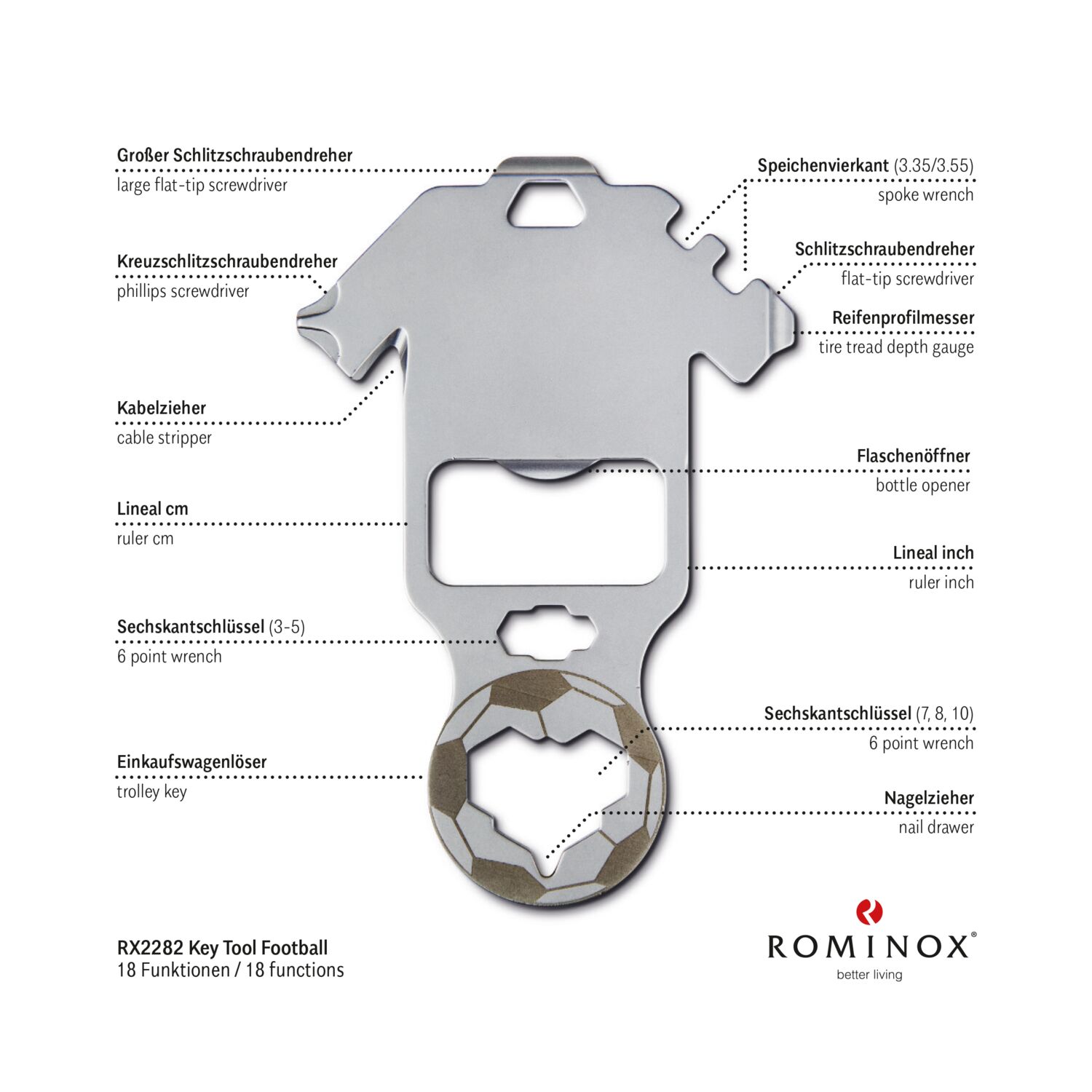 Geschenkartikel: ROMINOX® Key Tool Football / Fußball (18 Funktionen) im Motiv-Mäppchen Frohe Weihnachten