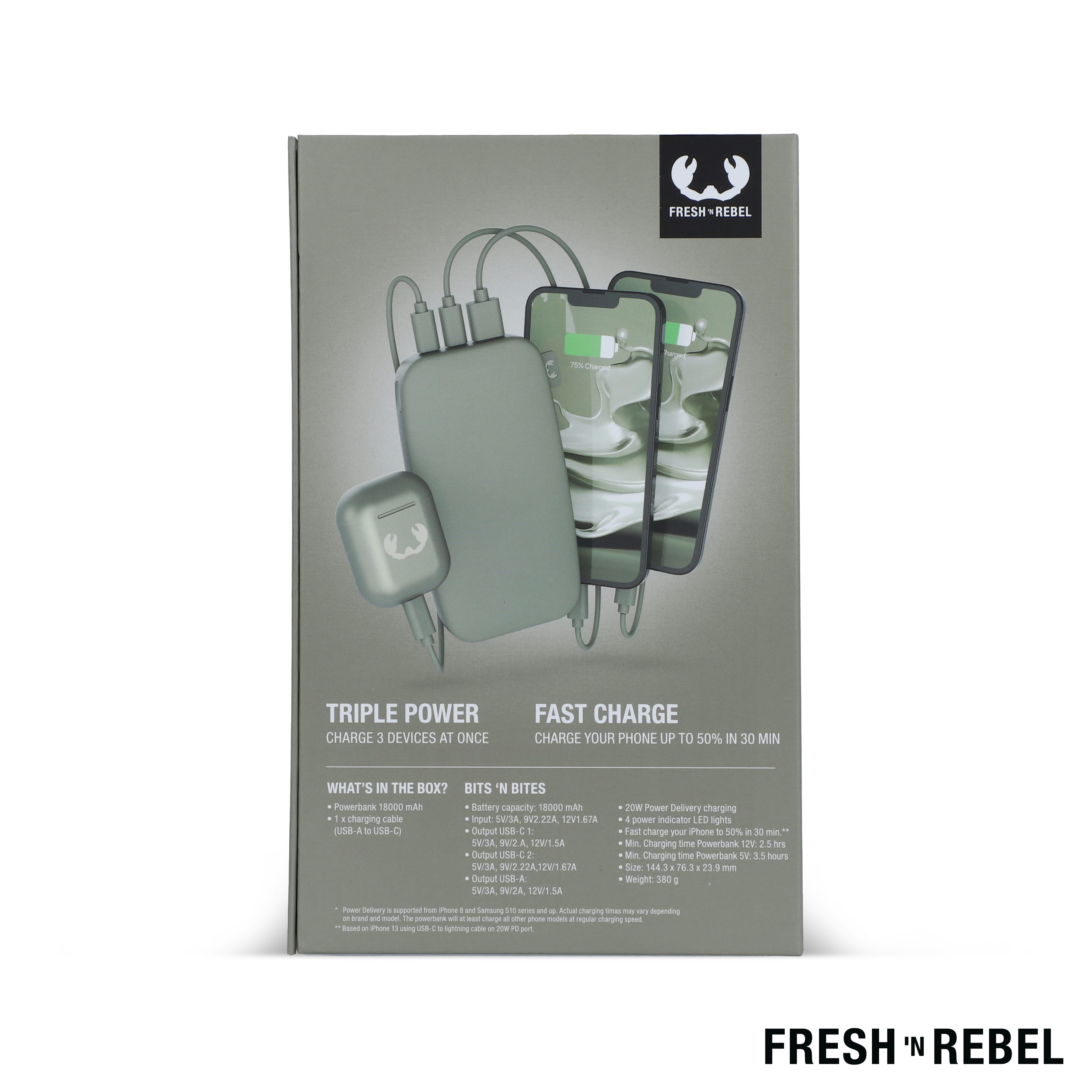 Fresh 'n Rebel Powerbank 18000mAh USB-C Fast Charging 20W