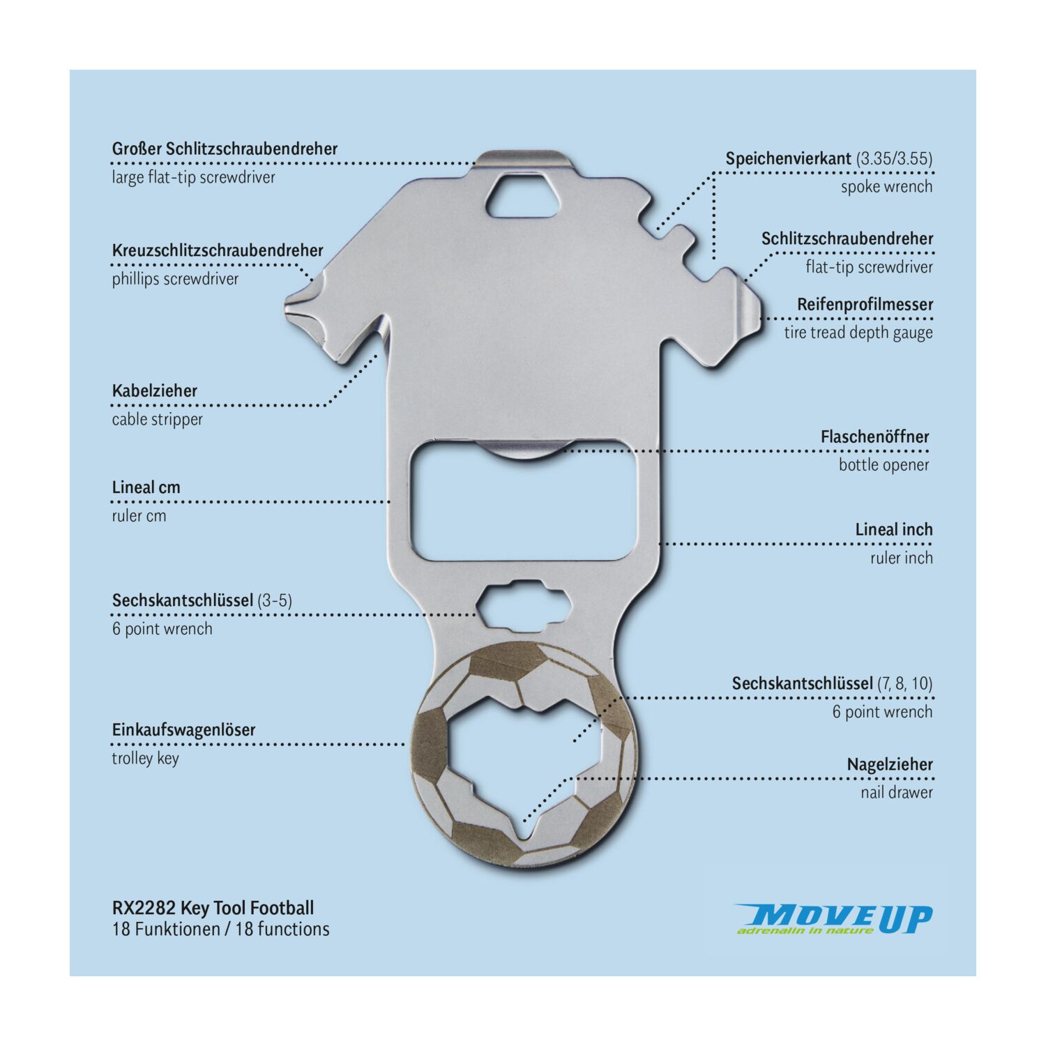 Geschenkartikel: ROMINOX® Key Tool Football / Fußball (18 Funktionen) im Motiv-Mäppchen Frohe Weihnachten