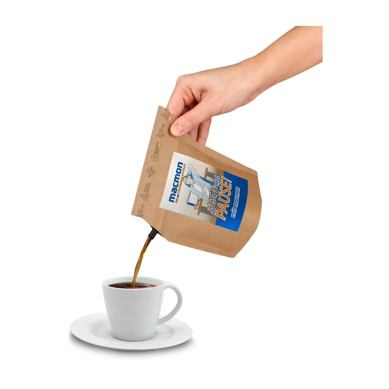 Geschenkartikel / Präsentartikel: Fußball Team Deutschland Wachmacher, wiederverwendbarer Brühbeutel mit Fairtrade Kaffee
