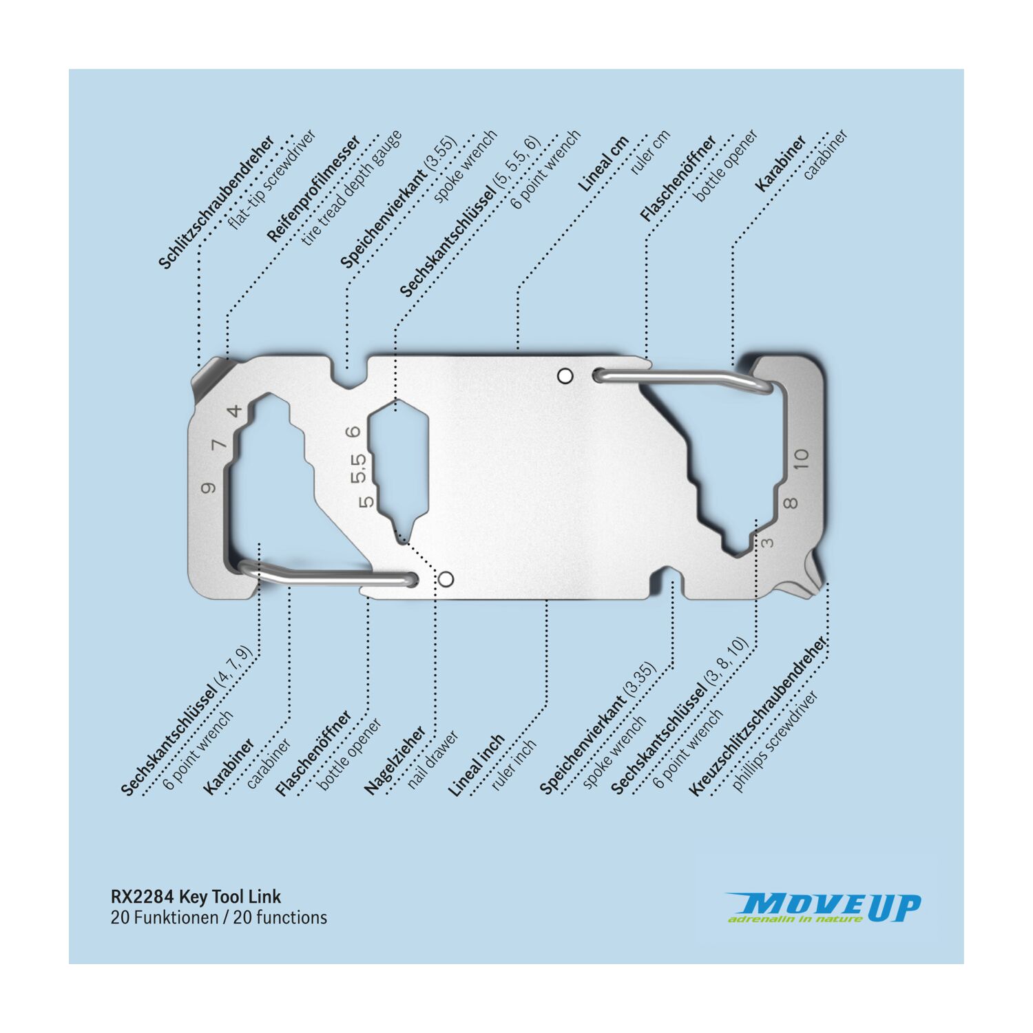 Geschenkartikel: ROMINOX® Key Tool Link (20 Funktionen) im Motiv-Mäppchen Frohe Weihnachten