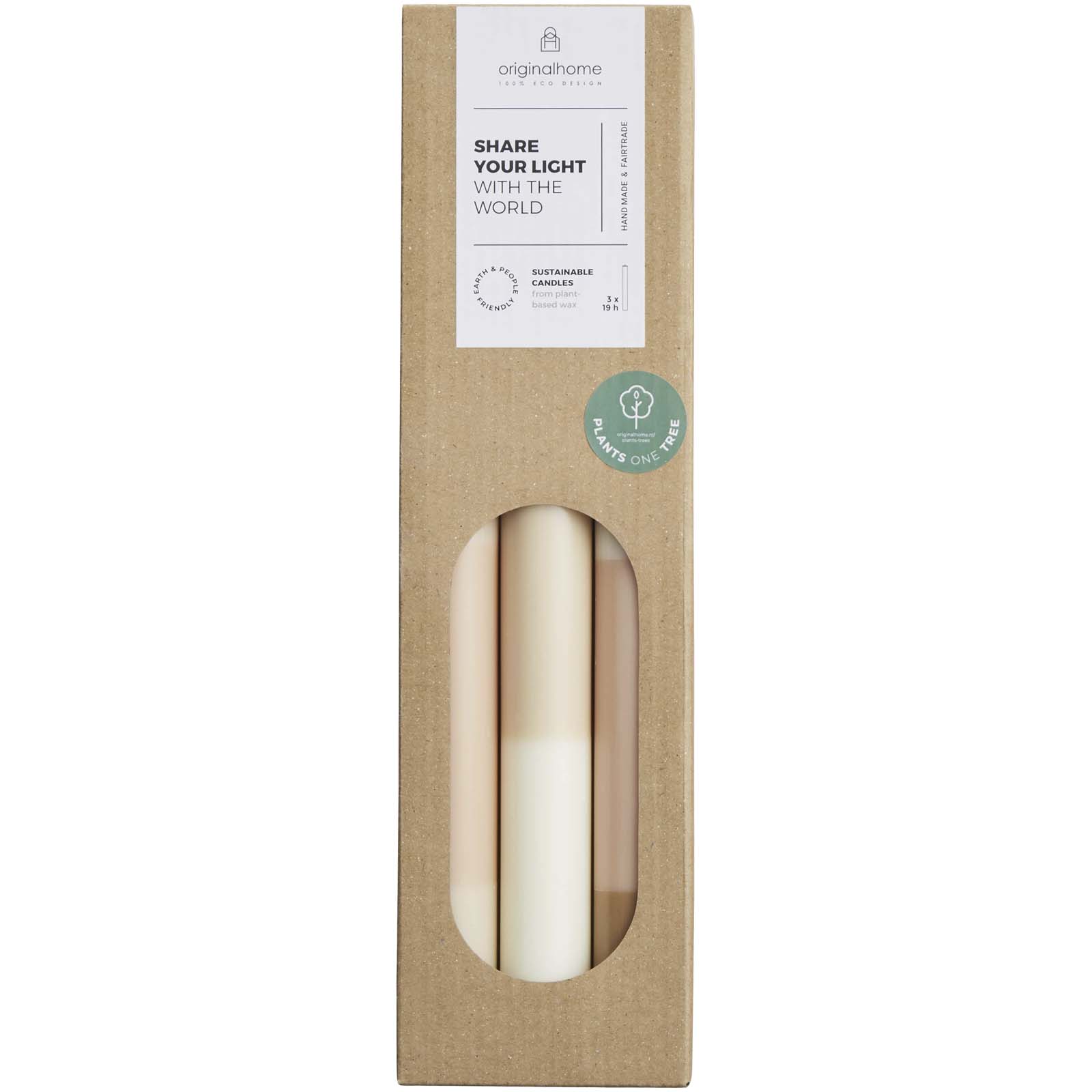 Originalhome Kerzen im Streifendesign – 3er-Set