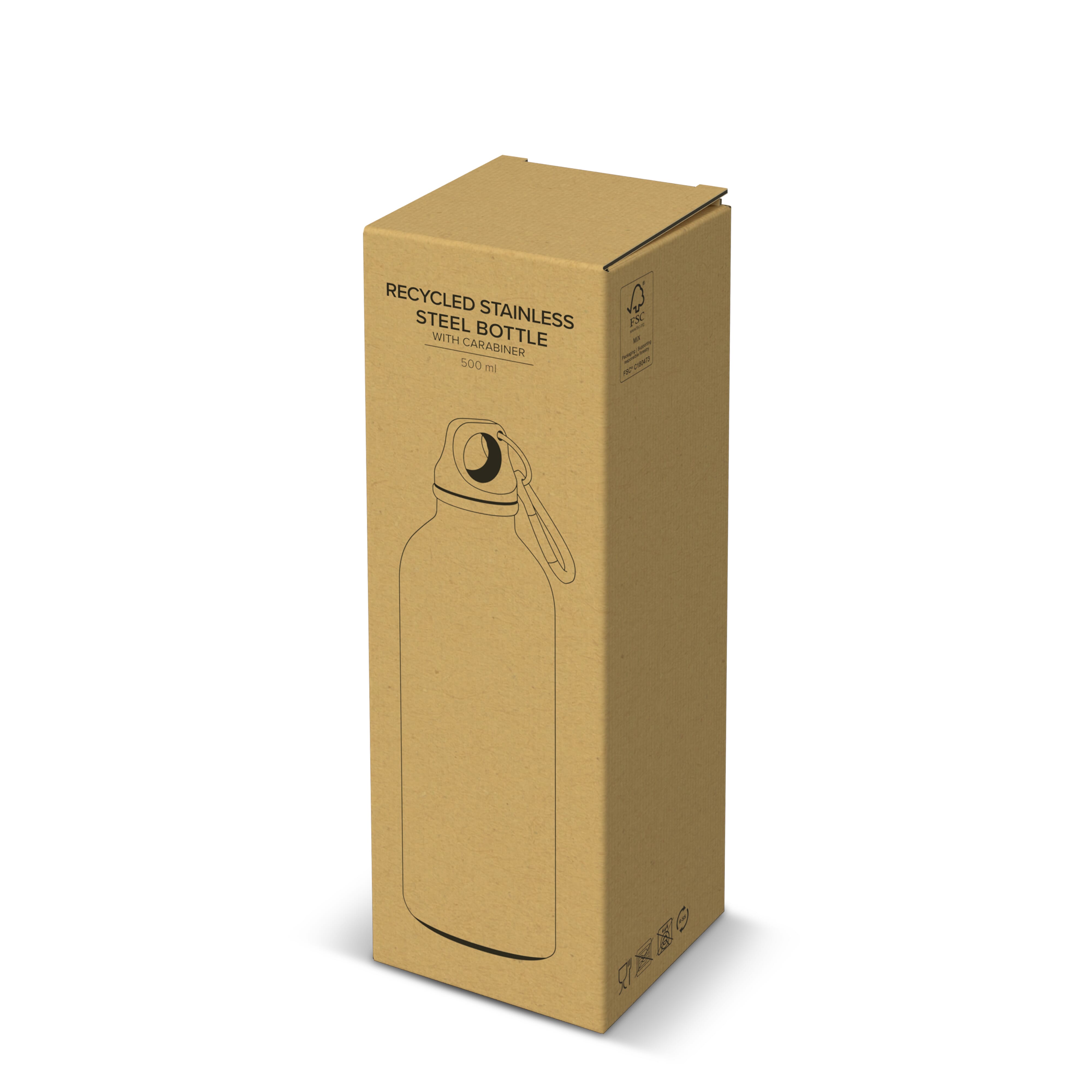 R-Edelstahl einwandige Flasche mit Karabiner 500 ml