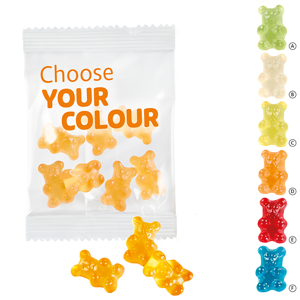 Unifarbene Premium-Bärchen, 10 g im konventionellen Tütchen Unifarbene Premium-Bärchen, 10 g im konventionellen Tütchen