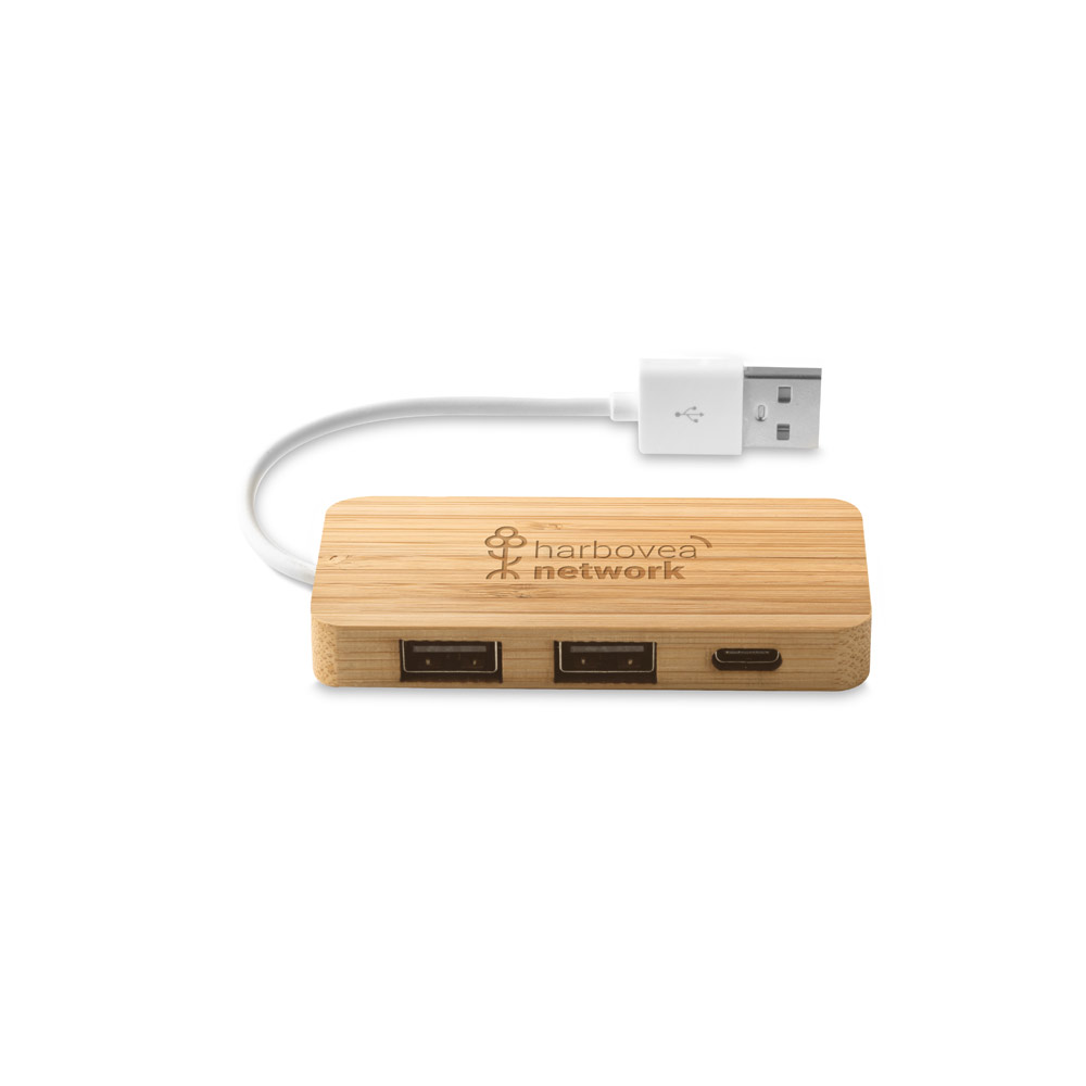MOSER HUB mit 2 USB-A und 1 USB-C Anschluss aus Bambus