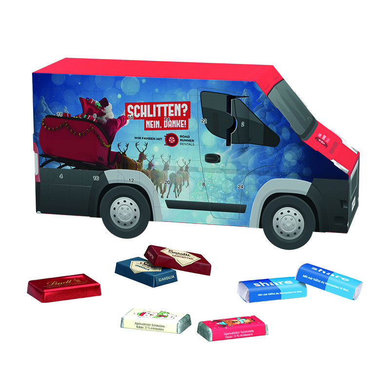 Adventskalender Transporter, Ritter SPORT Schokowürfel