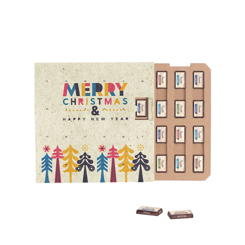 Täfelchen Adventskalender ECO, Graspapier, Papier Inlay, Sarotti Schokotäfelchen