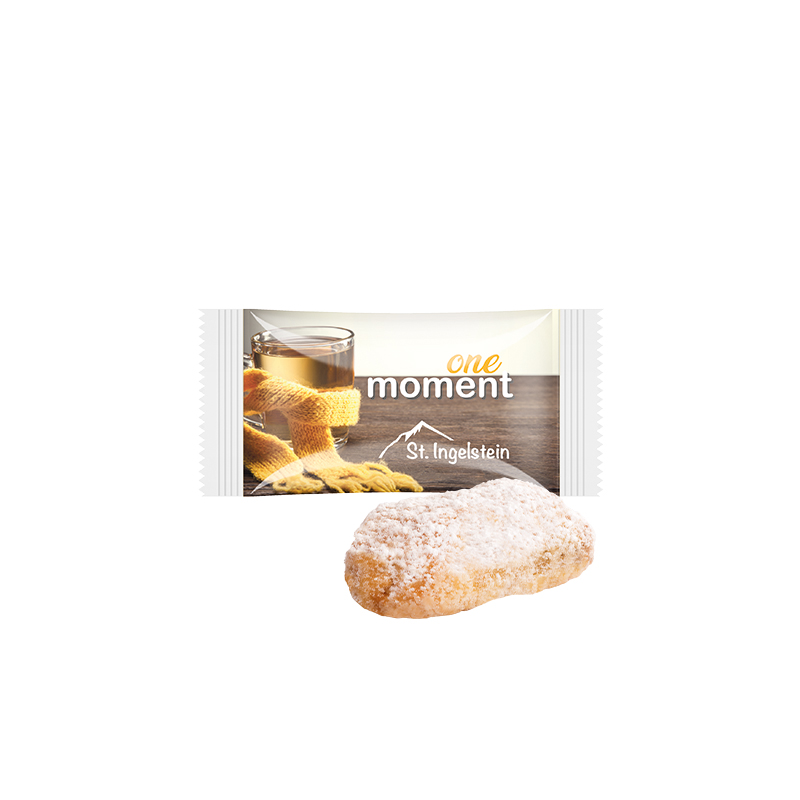 Stollenkonfekt mit Edelmarzipan, Folie weiß Stollenkonfekt mit Edelmarzipan, Folie weiß