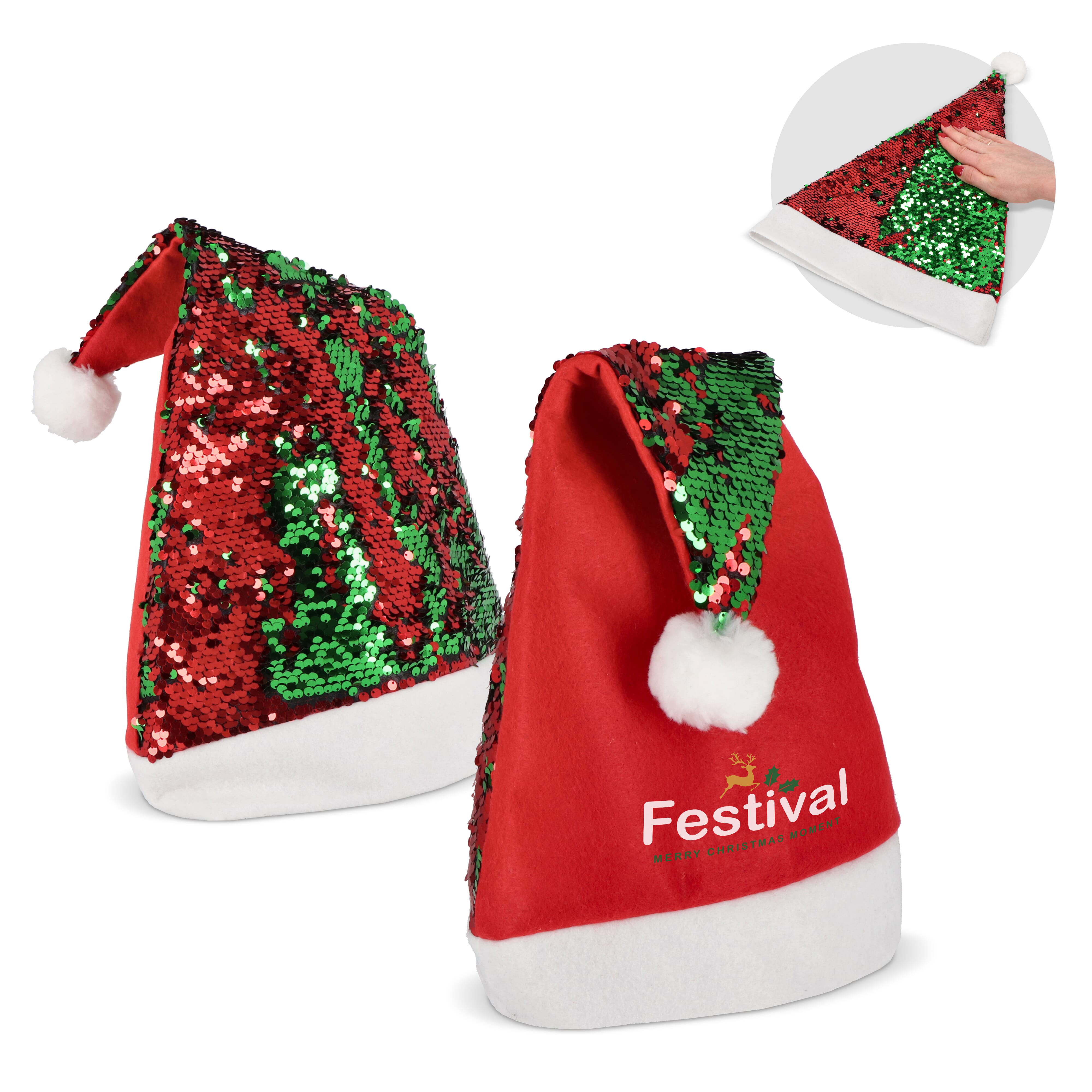 Zweifarbige Pailletten-Weihnachtsmütze