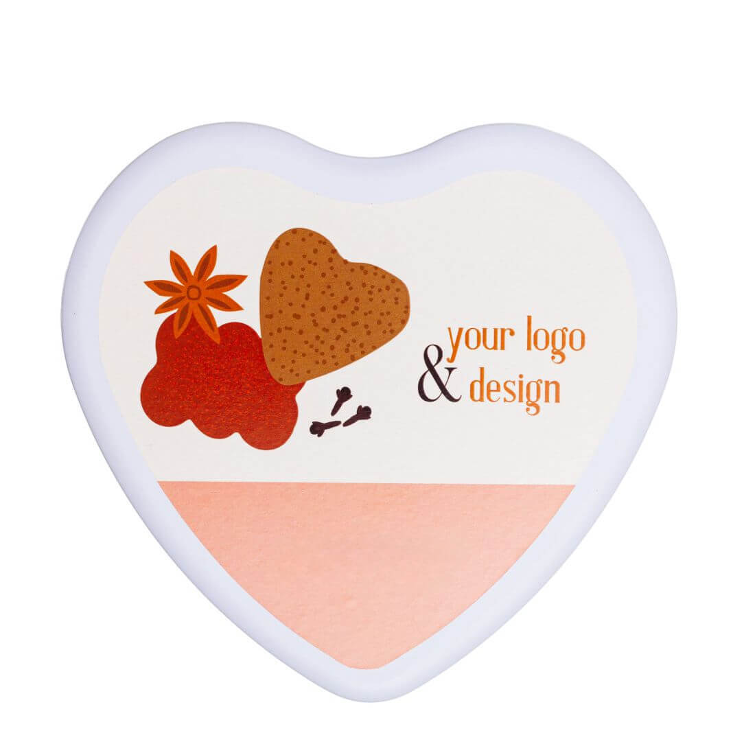 Lebkuchen mit Logo in einer Herzdose