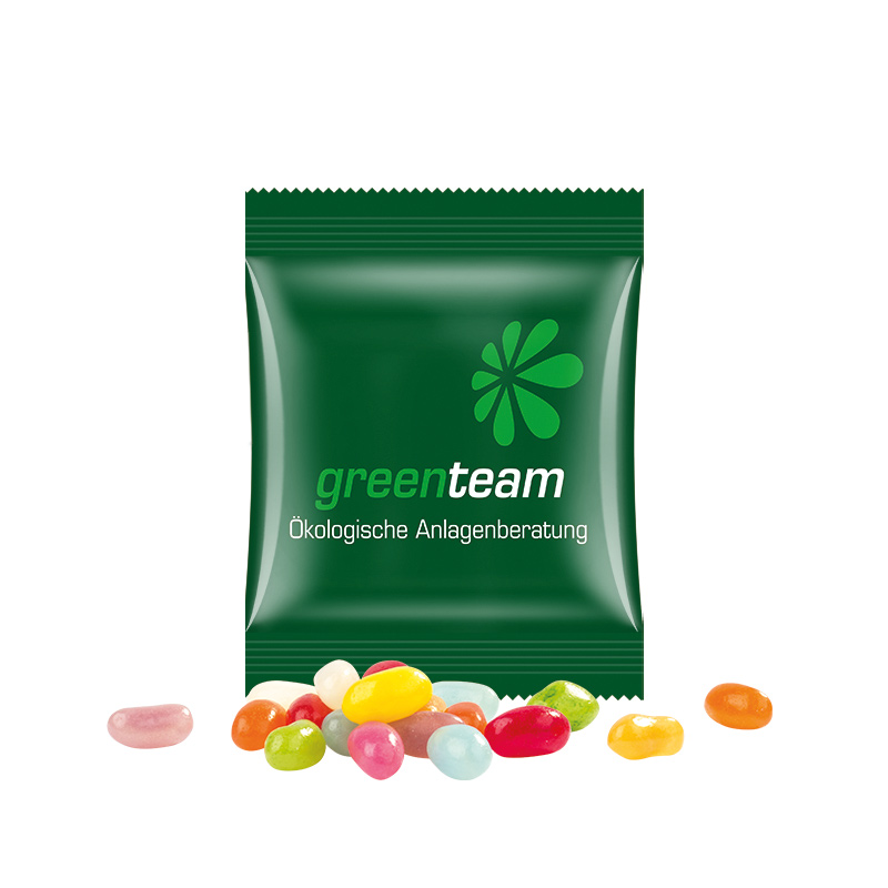 Minitüte, 10 g, kompostierbare Folie weiß, Jelly Beans Minitüte, 10 g, kompostierbare Folie weiß, Jelly Beans