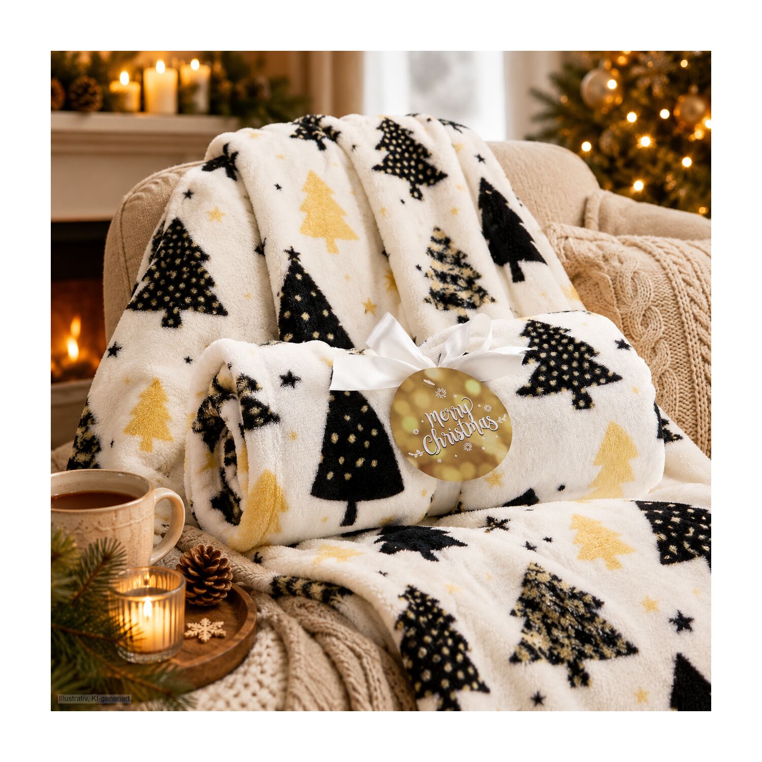 Kuscheldecke Merry Christmas - 120 x 150 cm, 190 g / m²