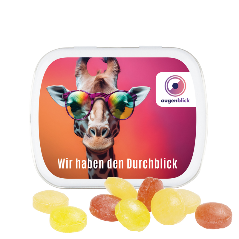 Klappdose, weiß, Mini Bonbons Fruchtmix