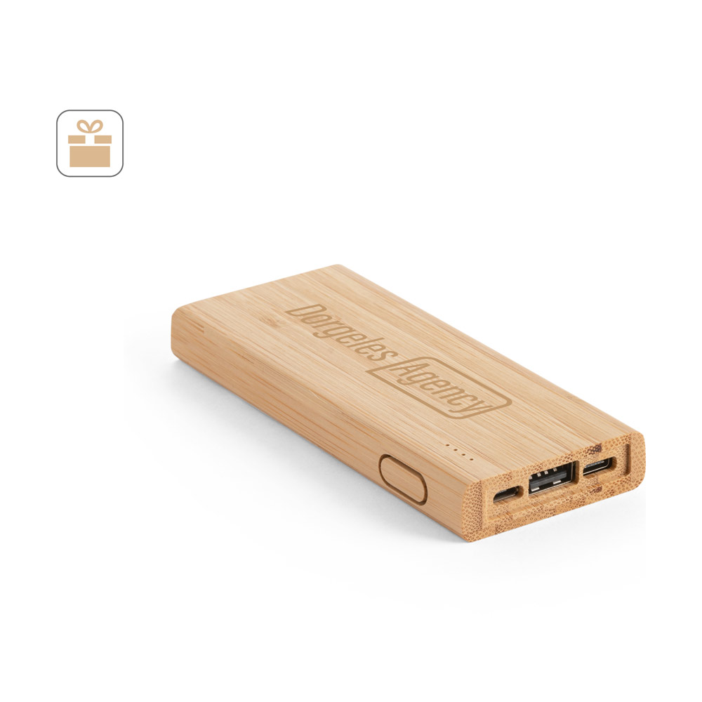 KOHN Powerbank 5.000 mAh aus Bambus