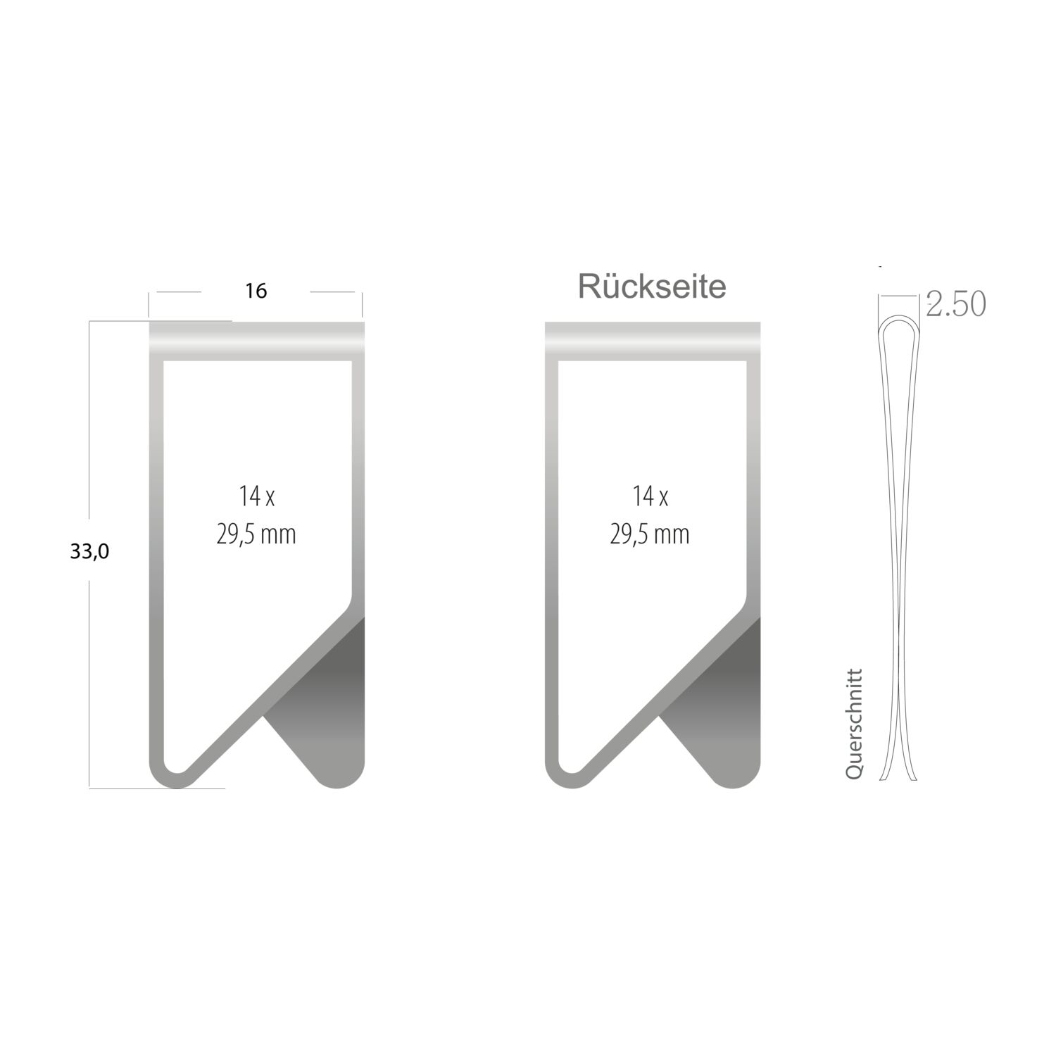 ROMINOX® Mehrweg-Büroklammer X Clip XL, idealer Mailingartikel für Dokumente, bis zu 16 Seiten Klemmkraft