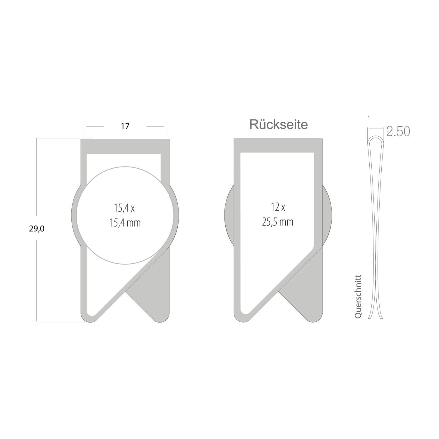 ROMINOX® Mehrweg-Büroklammer X Clip Variante E, idealer Mailingartikel für Dokumente, bis zu 12 Seiten Klemmkraft