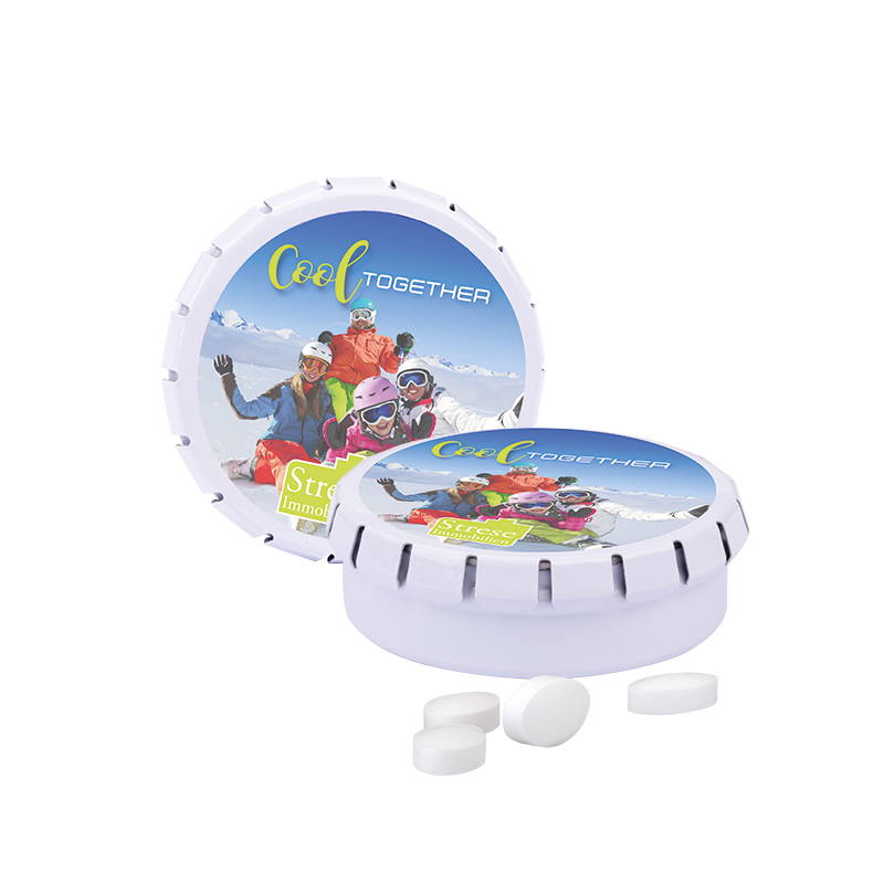 Quick Box, weiß, Pfeffi zuckerfreien Pfefferminzpastillen Quick Box, weiß, Pfeffi zuckerfreien Pfefferminzpastillen